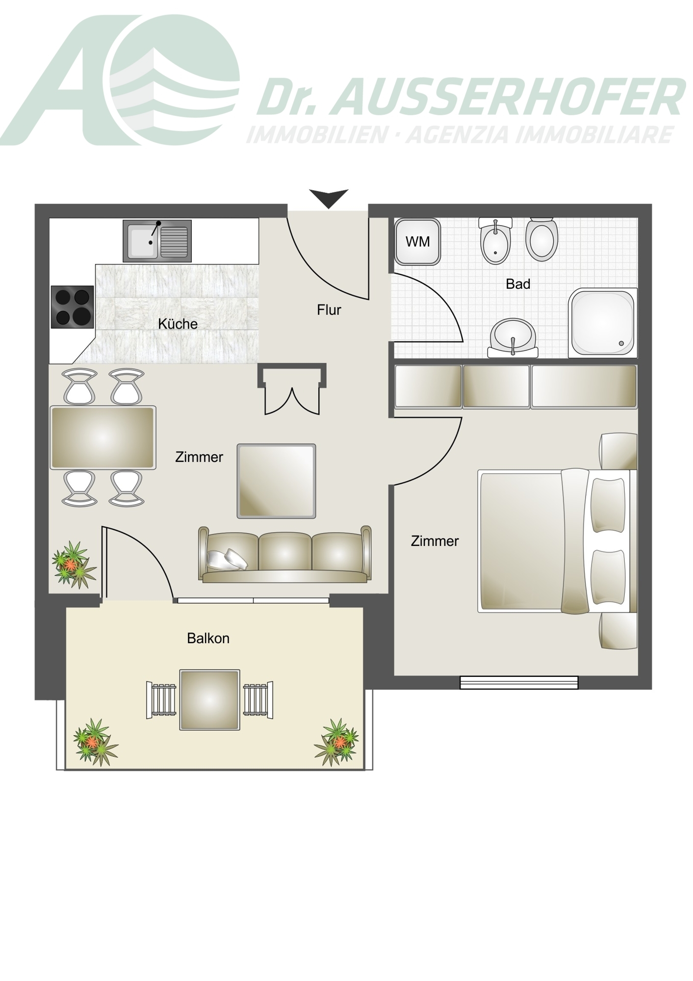 Ideale Investition: vermietete Zweizimmerwohnung in ruhiger Lage in Bruneck